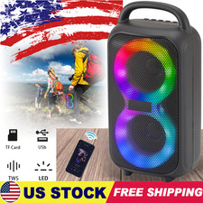 2500W Portable Dual 3" Bluetooth Speaker Heavy Bass Party Sound System LED Light