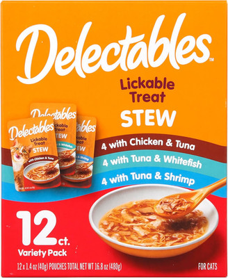 Lickable Treat Stew Wet Cat Treat Variety Pack, Food Topper, Hydrating, Grain-Fr