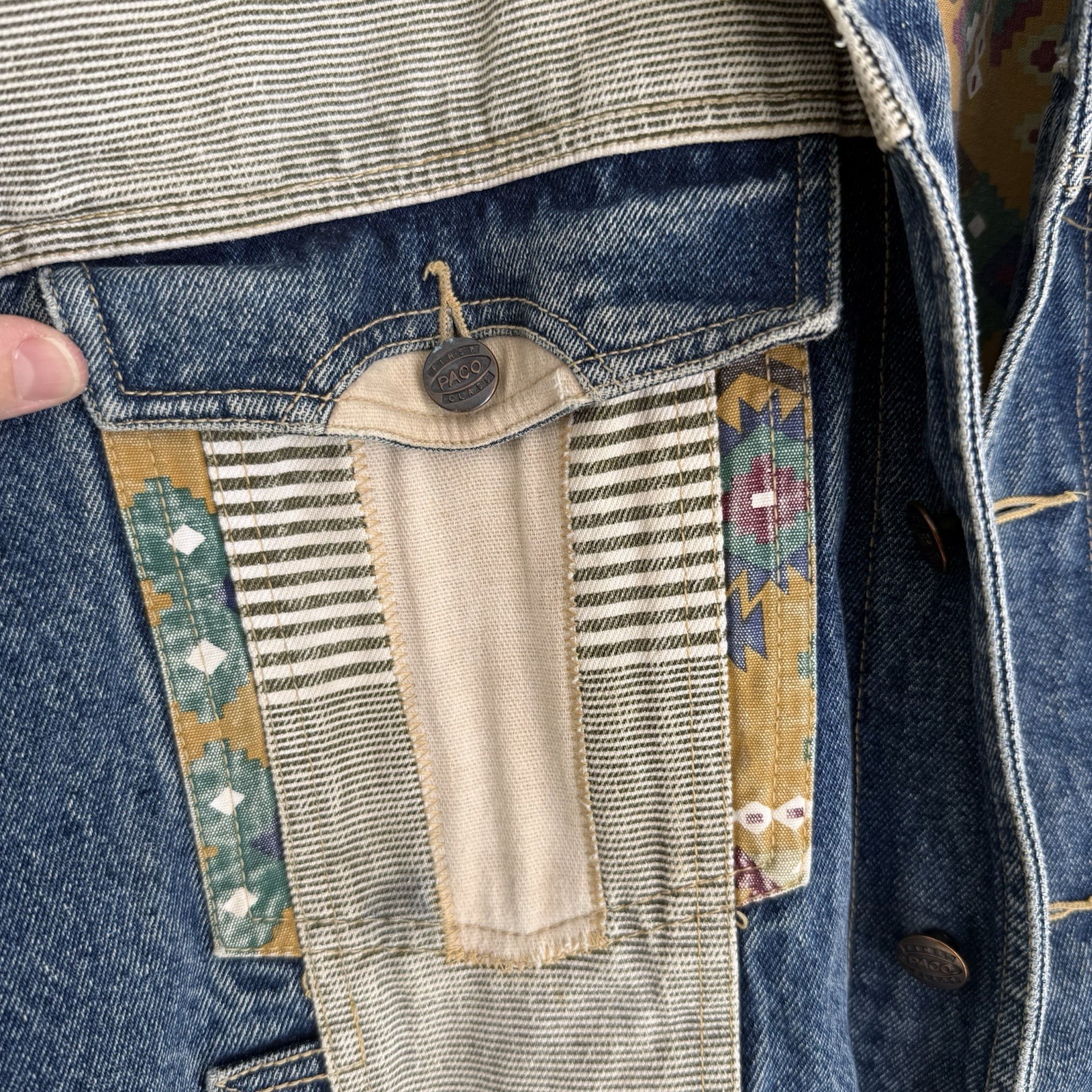 Vintage PACO Patchwork Denim Jacket Southwestern … - image 12