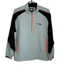 FootJoy Mens Short Sleeve Sport Windshirt 1/2 Zip Golf Pullover 2XL Gray Black