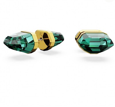 Swarovski Lucent Stud Earrings Green Gold-Tone Plated Brand New Genuine   