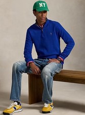  135 Polo Ralph Lauren Men  s Estate-Rib Quarter-Zip Pullover Blue Size XL