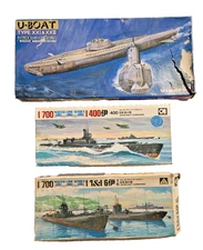 3 Submarine Kits : Skywave UBoat XXI & XXI  & Aoshima Water Line - I1 I6 & I-400