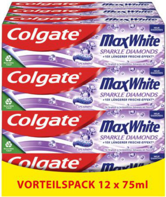Colgate Zahnpasta Max White Sparkle Diamonds Zahnaufhellung FreshFX 12x 75ml