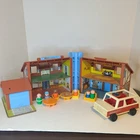 Fisher Price Vintage Little People Play Family Brown Tudor House Accessories Car