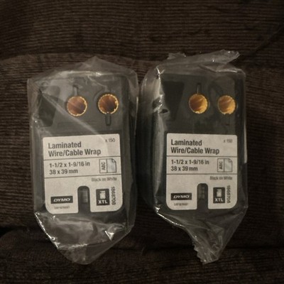 2-Pack Dymo XTL Laminated Wire/Cable Wrap 1-1/2 x 1-9/16'' Black On White K1