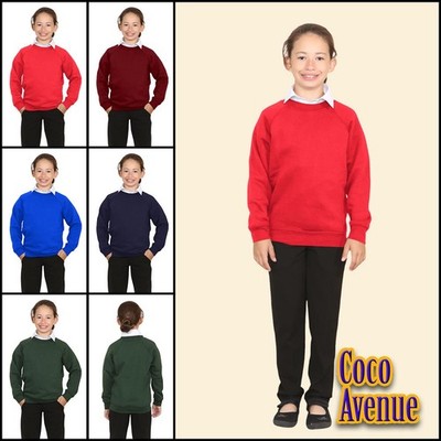 Mädchen Rundhals Pullover Schuluniform Langarm Kinder Jungen Fleece Sweatshirt