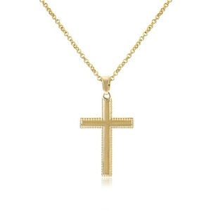 Authentic 14K Gold Plated Cross Necklace for Women, Initial Faith Cross Pendant Gold Neckl