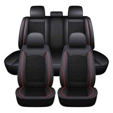 Fit For Dodge 5-seats Car Seat Covers Full Set Pu Leather Front Rear Kit Black