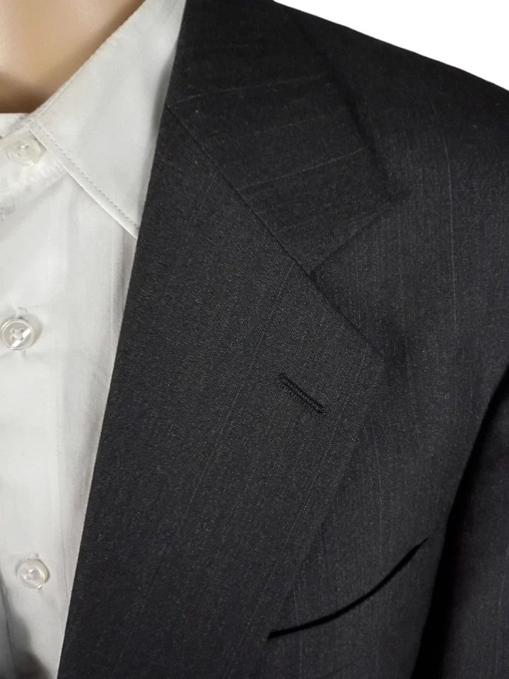 Vintage 90s Dario Di Napoli Two Piece Charcoal Gray Red Stripe Suit 43L 38X30.5 - Image 3 of 4