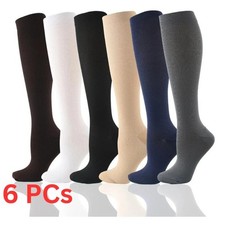 6 Pieces Knee High Compression Socks for Men Women Circulation Varicose Veins