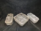 Vtg. Federal Glass Clear Refrigerator Dishes - Set of 3 Vegetable Pattern