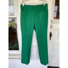 Vintage 1960s Mens Green Straight Leg Pant Protexall 34/28 Cotton Blend