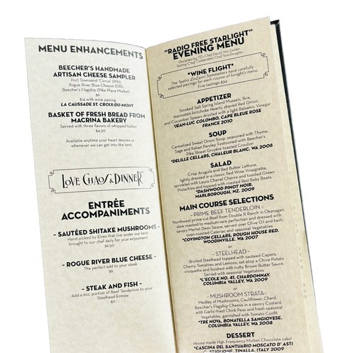 TEATRO ZINZANNI SEATTLE’S LOVE CHAOS & DINNER SHOW Cocktail & Dinner Menu: RARE - Picture 5 of 5