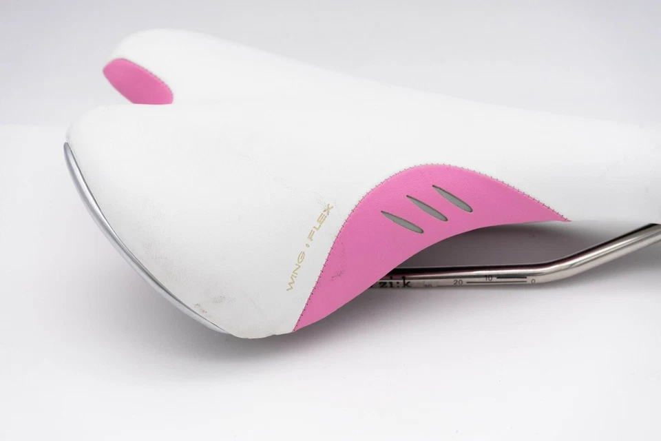 NUESTRO SILLÍN FIZIK SPEED BLANCO ROSA BICICLETA ASIENTO DE CARRETERA CUERO MONTAÑA Foto 3 de 4