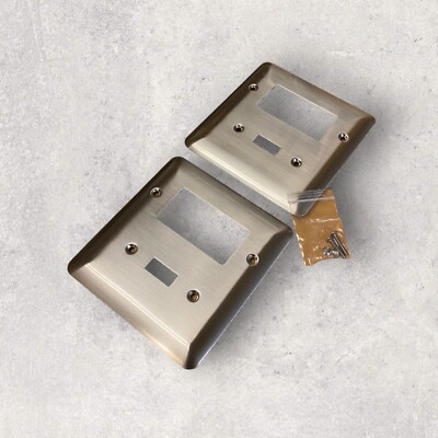 LOT OF 2 Style Selections Stamped Round Satin Toggle/Outlet Wall Plate
