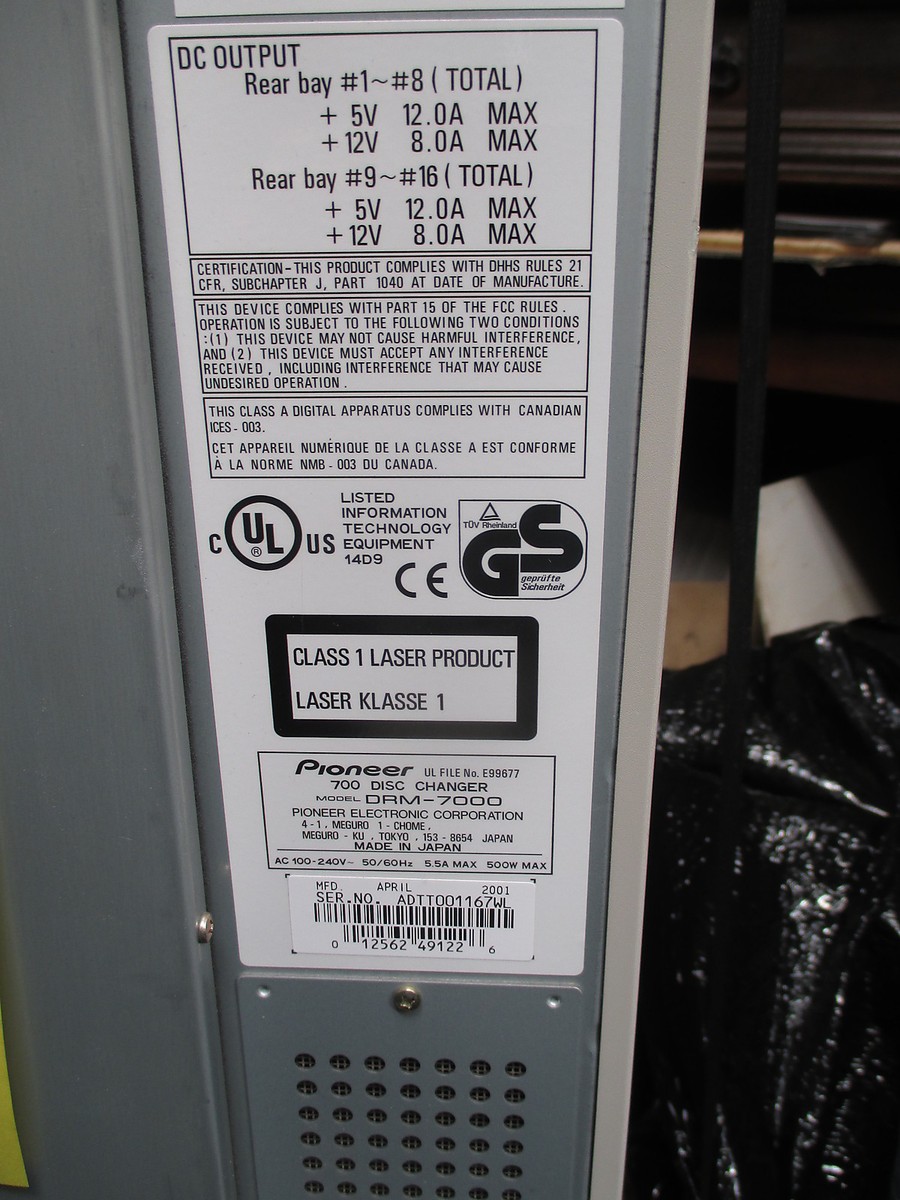 PIONEER DRM-7000 700 DISK CHANGER / DVD-ROM FLEXLIBRARY SYSTEM