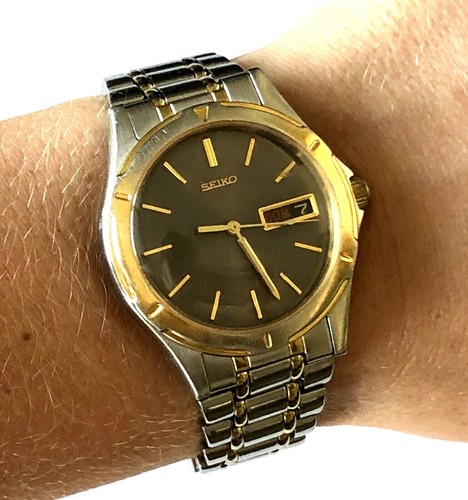 Vintage Men's Watch Seiko 7N43 6A09 Quartz Day Date St Steel Runs - Picture 4 of 10