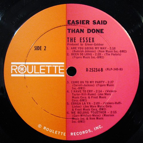 THE ESSEX-EASIER SAID THAN DONE-Rare Northern Soul Album-ROULETTE #R-25234 - Picture 4 of 4