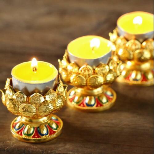 1pc Buddhist Supplies Buddha Pray Alloy Lotus Candle Butter Lamp Candle Holder - Picture 4 of 4
