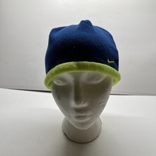 Nike Beanie Hat Cap Youth Boys Blue Green One Size Check Swoosh