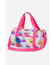 Justice Girls Duffle Duffel Bag Poop Emoji Zip Closure  Side Pocket  Pom Charm