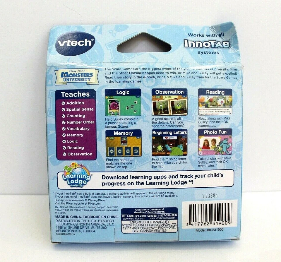 VTech Innotab Problem Solving Disney Pxar Monsters University 4-7 Years Sealed - Image 2 of 3