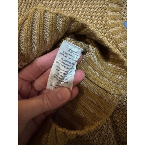 Kangol Men’s Medium Crew Neck Textural Solid Sweater Tan Beige Ribbed Cuffs - Picture 6 of 6