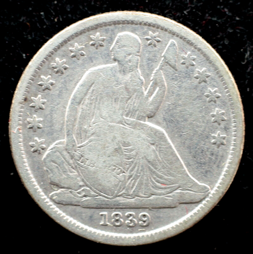KAPPYSCOINS G8812 1839O ND FINE NO DRAPARY SILVER SEATED LIBERTY DIME