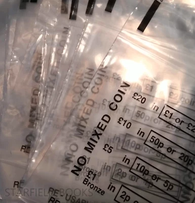 105 Money Bags Cash Denominated Bank Pocket Change Strong Plastic No Mixed Coin