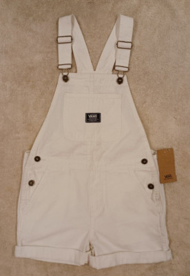 Vans Girl's XS Ground Work Shortall Marshmallow White Overalls VN000G8WFS8