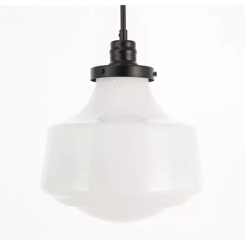 Elegant Lighting Lyle Single Light 11" Wide Pendant with Frosted Glass Black - Picture 6 of 7