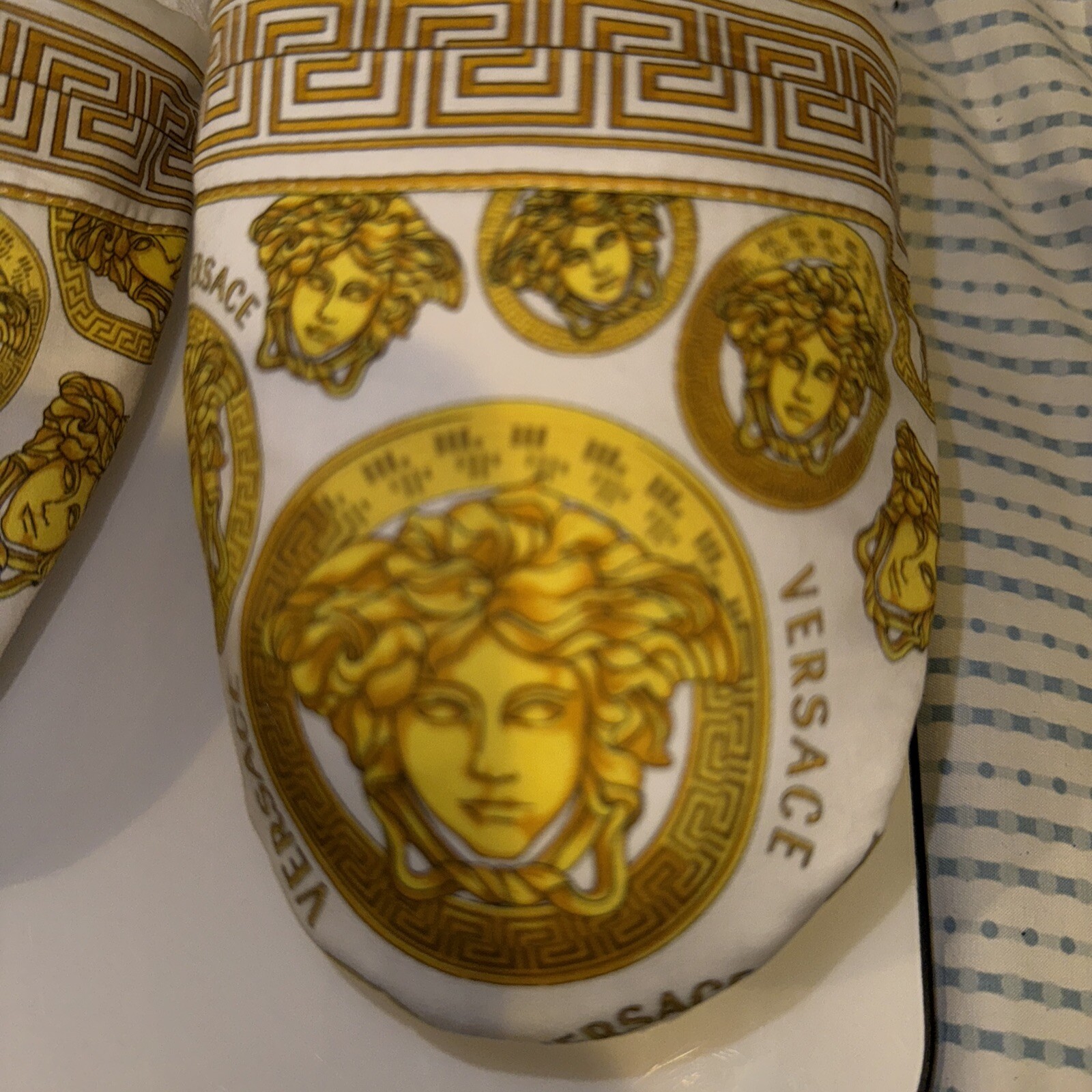 PANTOFOLA D’ORO Pantofole Versace Medusa Stampa Cotone Piccole Bianche Oro