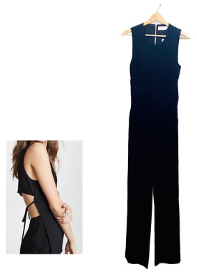 ALC Friedan Wide Leg Open Back Jumpsuit in Black Size NWT
