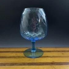 Vintage Blue Optic Hand-Blown Art Glass Bowl Brandy Snifter Vase Ice