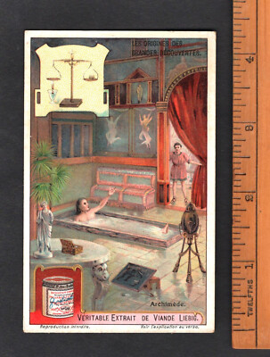 Archimedes Rare French Trade Card 1921 Inventor Scientist Weighing Machine