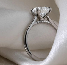 Women's 3ct Round Cut Moissanite Solitaire Engagement Ring 14K White Gold Plated