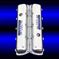 Chrome Valve Covers For Oldsmobile 350 Engines With 350 Emblems Blue and Chrome