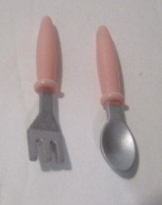 VINTAGE TYCO KITCHEN LITTLES BARBIE BIRTHDAY PARTY PINK FORK  SPOON BIN H 2
