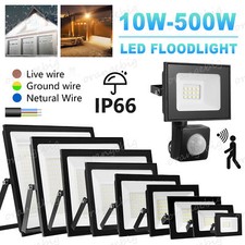 LED Floodlight 30W 50W 100W PIR Sensor Outdoor Garden Flood Security Wall Lamps