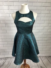 MILLAU Metallic Blue Black Fit & Flare Dress Womens Small NEW NWT 