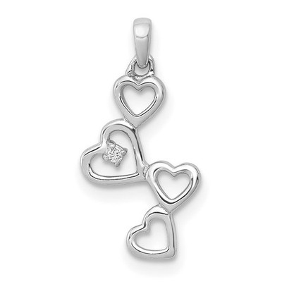 14k Weißgold 0,01ctw Diamant Vier Herzen Anhänger