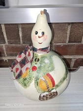 Handpainted Gourd  SNOWMAN  Winter Buttons Scarf Holiday Decor  Christmas
