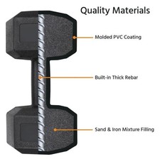2x7.5kg Hex Dumbbell Weight Set