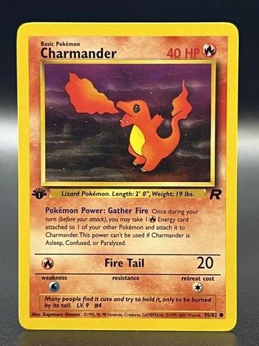 Charmander 50/82 1st Edition Team Rocket Common Vintage WOTC Pokemon TCG NM/LP