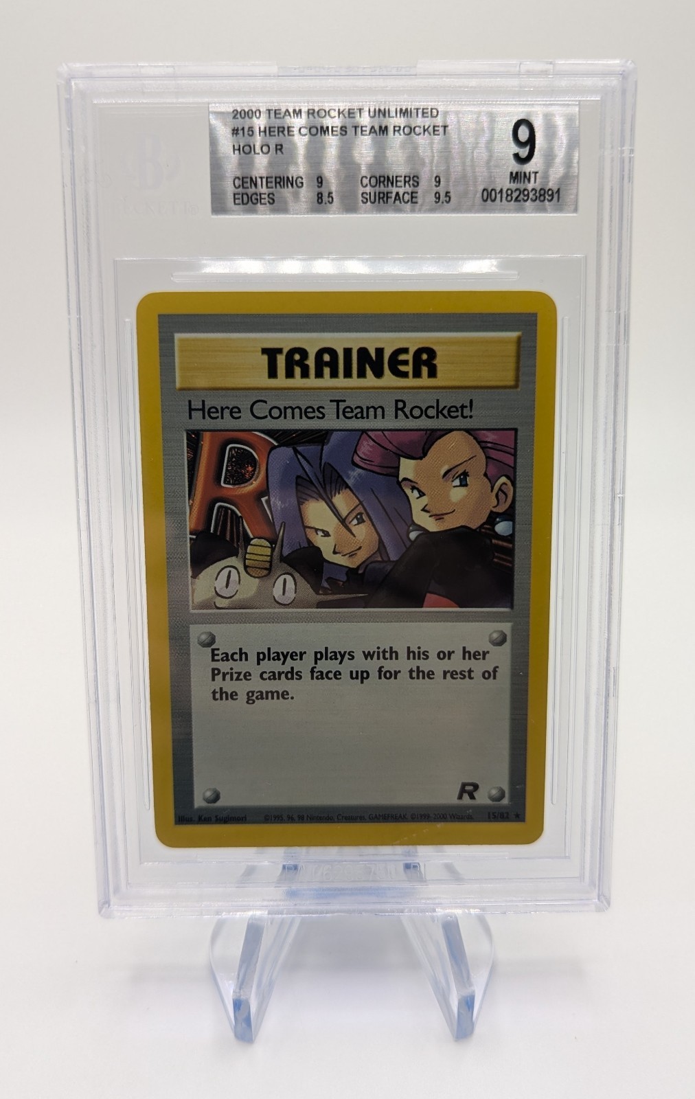 BGS 9 Mint Here Comes Team Rocket! 15/82 Unlimited 2000 Team Rocket