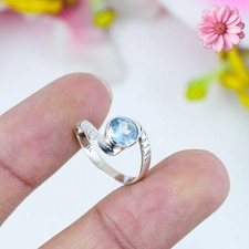 Aquamarine Gemstone 925 Sterling Silver Handmade Jewelry Ring Gift For