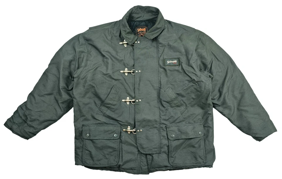 HOT VTG Men's SCHOTT 987-31 FIREMAN PARKA DUFFLE METAL CLASP LINED GRAY Jacket L - Image 2 of 4