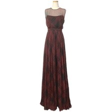 Gucci Silk Sleeveless Long Dress Bordeaux/Black Size 40 Elegant Used