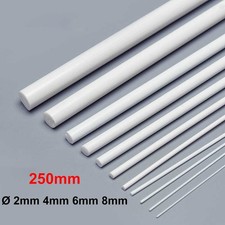 ABS Styrene Plastic Round Rod Bar Dia 2/4/6/8mm Length 250mm DIY Model Building
